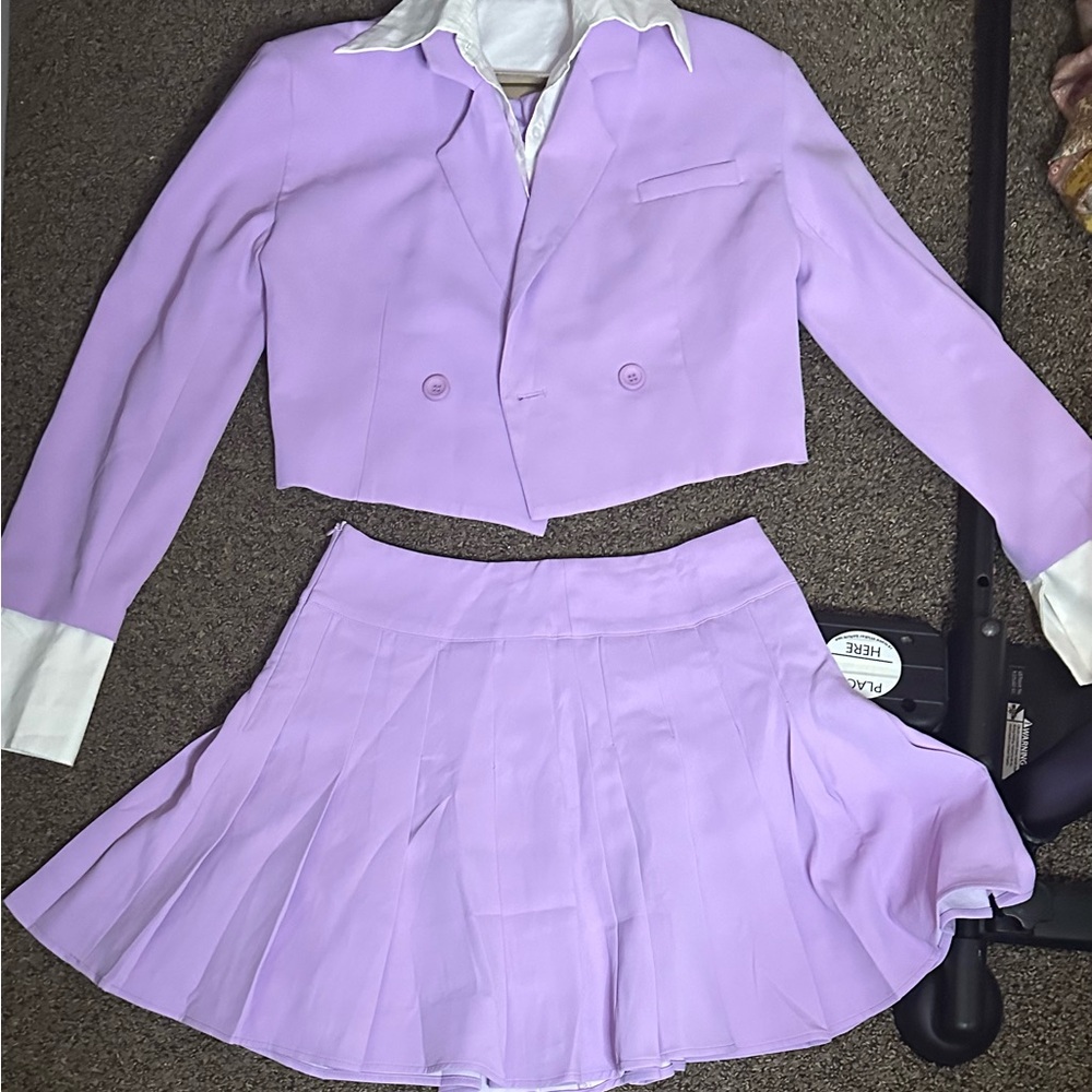 Light purple suit blazer and skirt
